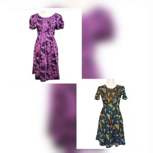 LuLaRoe XS Amelia Fit & Flare Dress Bundle – 2 Dresses with Pockets